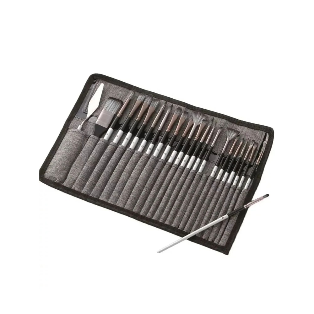 24 Piece Professional Paint Brush Set For Acrylic Oil And Watercolor Artists 6