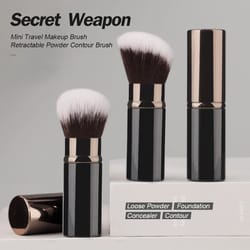 retractable travel makeup brush for powder blush and foundation