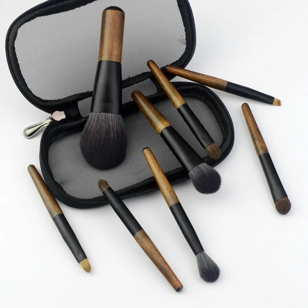 8 Piece Travel Makeup Brush Set With Pouch For Flawless On The Go Beauty 1