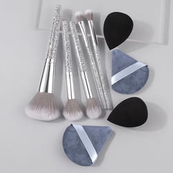 diamond handle makeup brush and sponge set for flawless blending and contouring