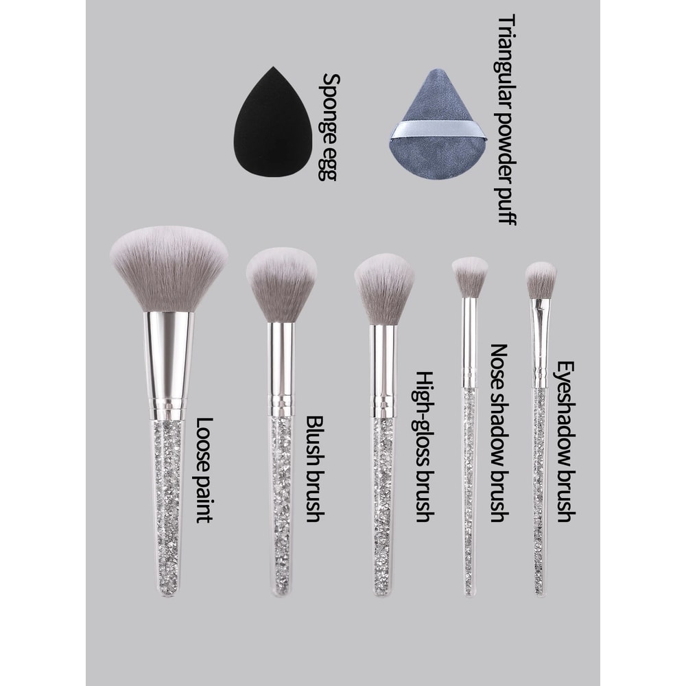 Diamond Handle Makeup Brush And Sponge Set For Flawless Blending And Contouring 4