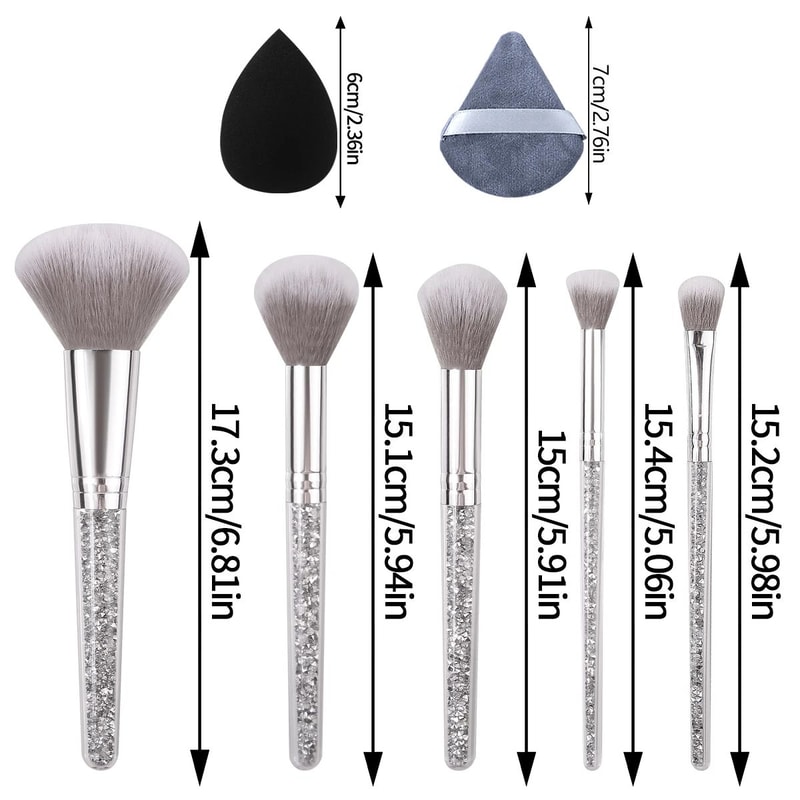 Diamond Handle Makeup Brush And Sponge Set For Flawless Blending And Contouring 5