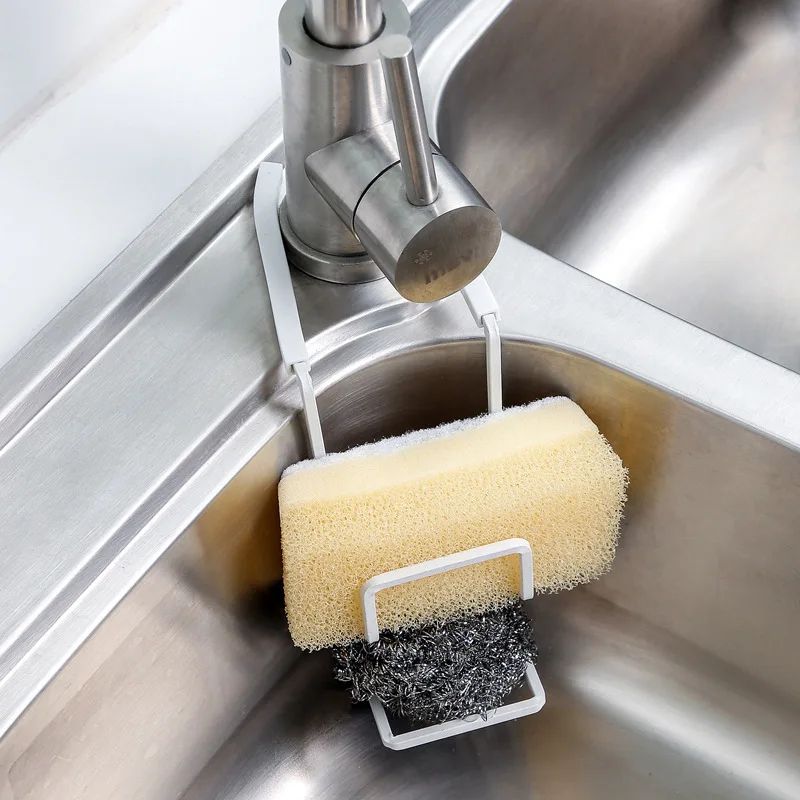 Wall Mounted Sink Organizer Rack For Sponge Soap And Kitchen Essentials 2