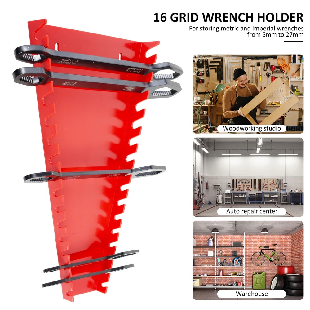 2 Piece Wrench Organizer Wall Mounted Tool Holder Rack 2
