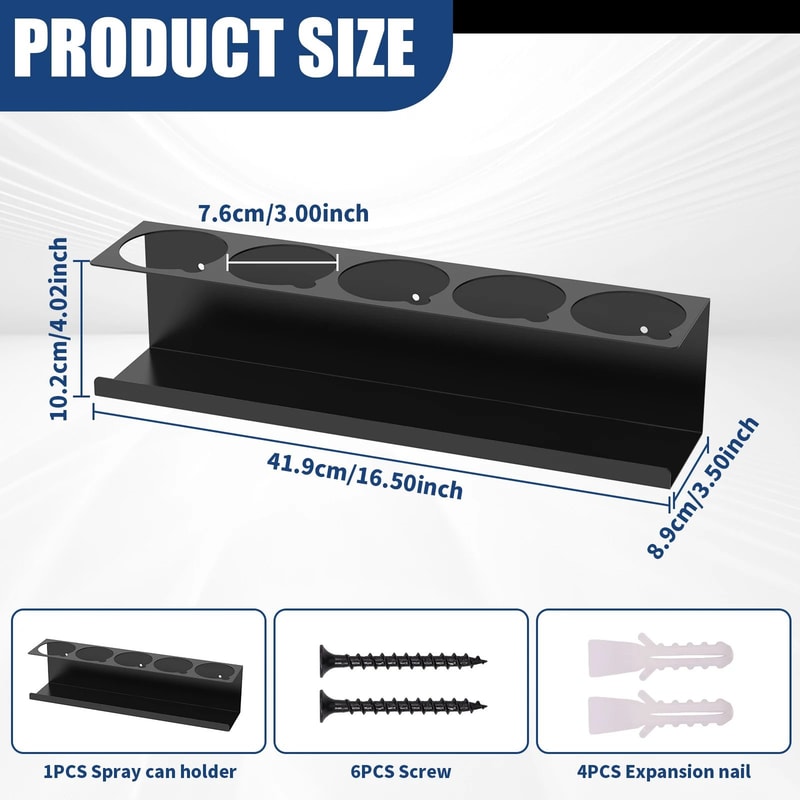 Carbon Steel Aerosol Spray Can Holder Wall Mounted Organizer Rack 9