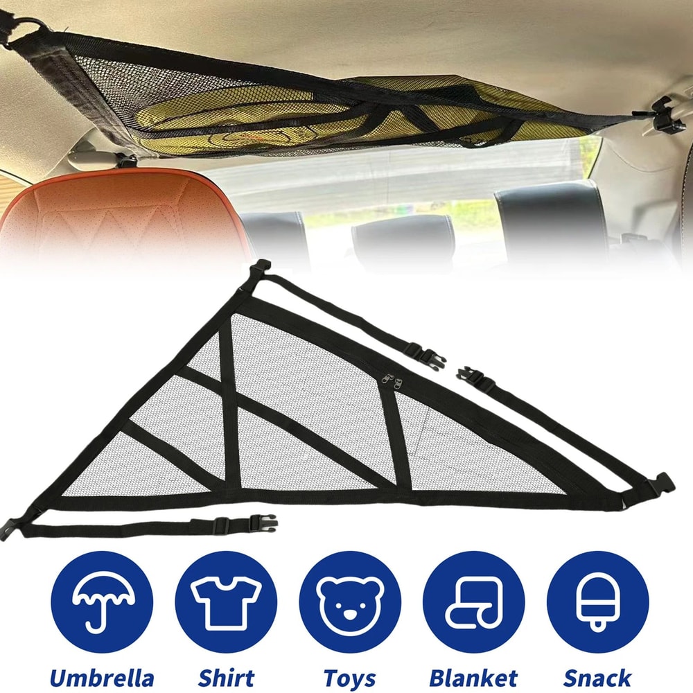 Car Ceiling Storage Net Double Layer SUV Roof Organizer Cargo Mesh Bag 0