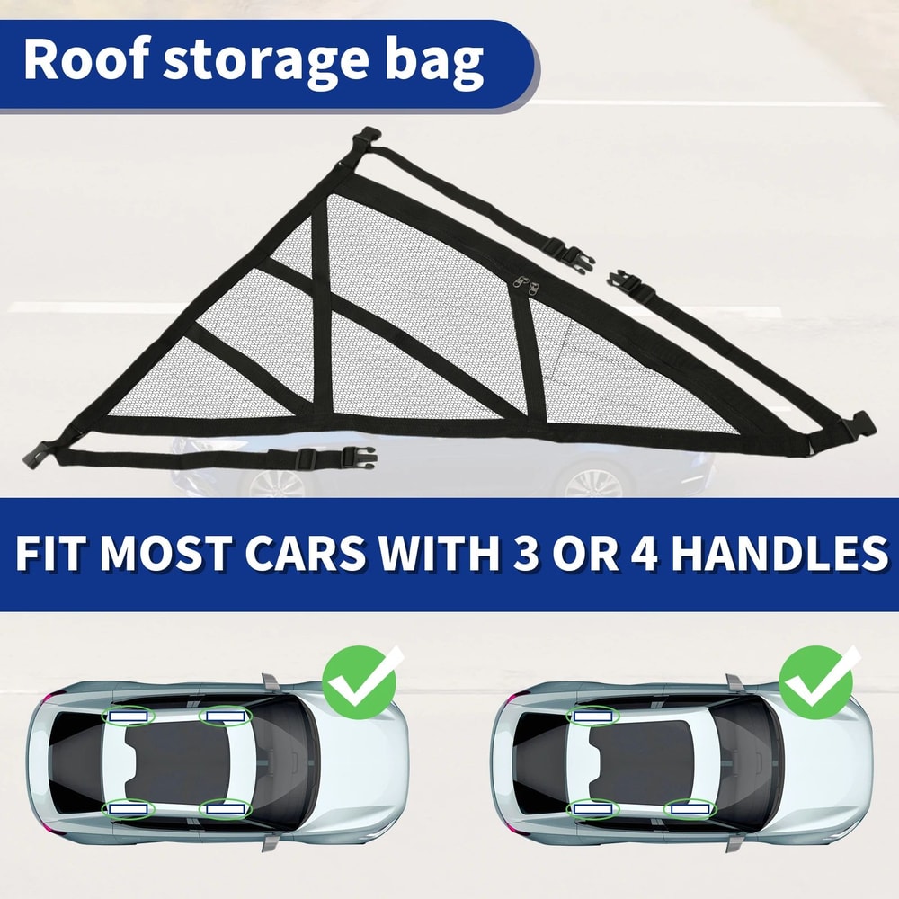 Car Ceiling Storage Net Double Layer SUV Roof Organizer Cargo Mesh Bag 3