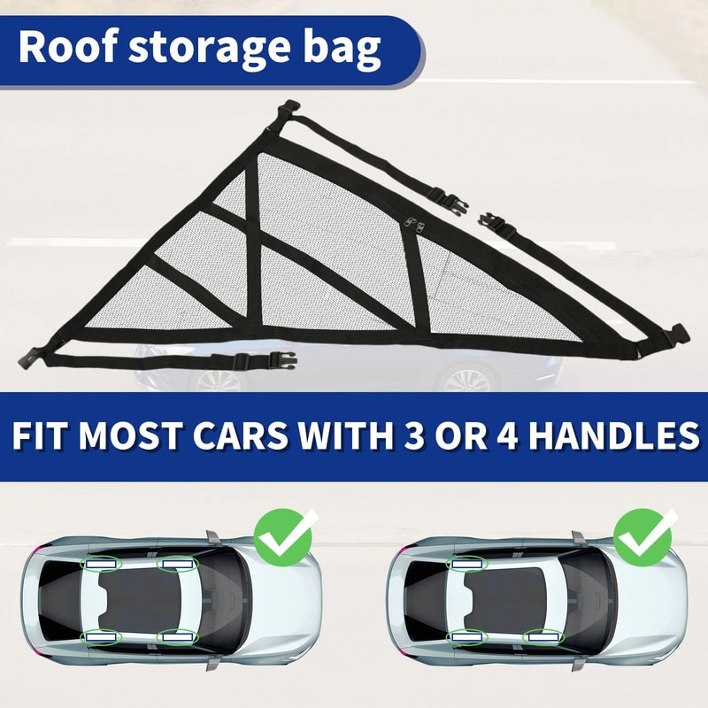 Car Ceiling Storage Net Double Layer SUV Roof Organizer Cargo Mesh Bag 3