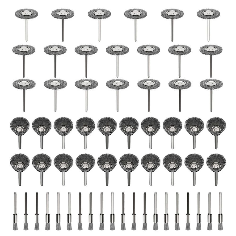 60 Piece Rotary Tool Wire Brush Set Rust Removal And Polishing Kit 1