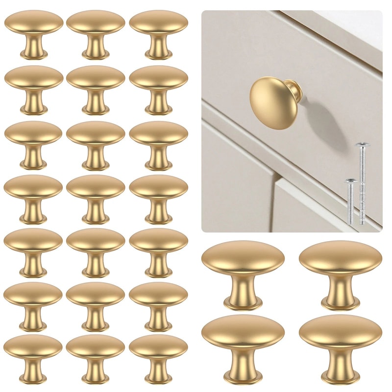 25 Piece Gold Drawer Knob Set Zinc Alloy Cabinet Handle Pulls 0