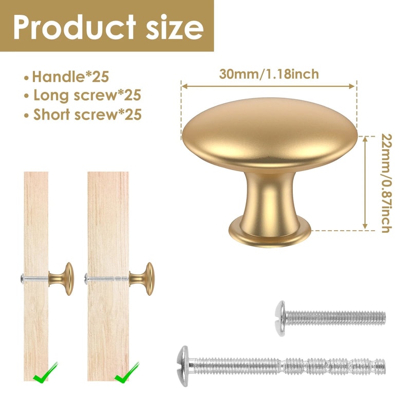 25 Piece Gold Drawer Knob Set Zinc Alloy Cabinet Handle Pulls 5