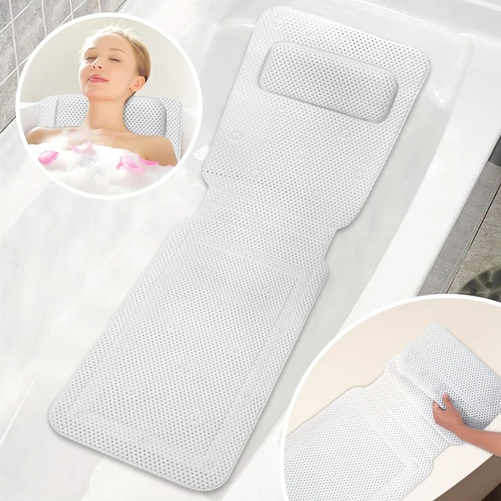 Non Slip Bathtub Cushion Mat Full Body Bath Pillow With Neck Support 0