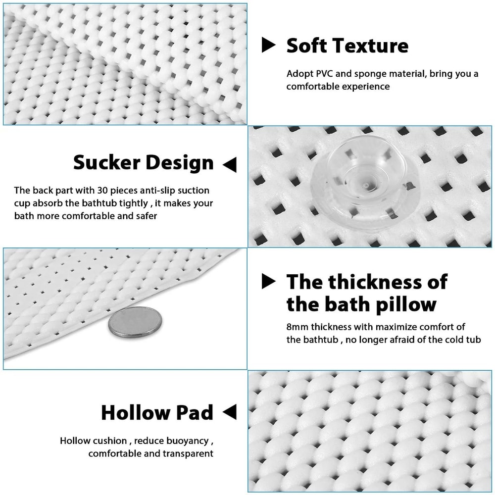 Non Slip Bathtub Cushion Mat Full Body Bath Pillow With Neck Support 2