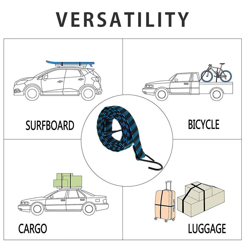 Heavy Duty Bungee Cords Set Elastic Luggage Straps With Hooks 3