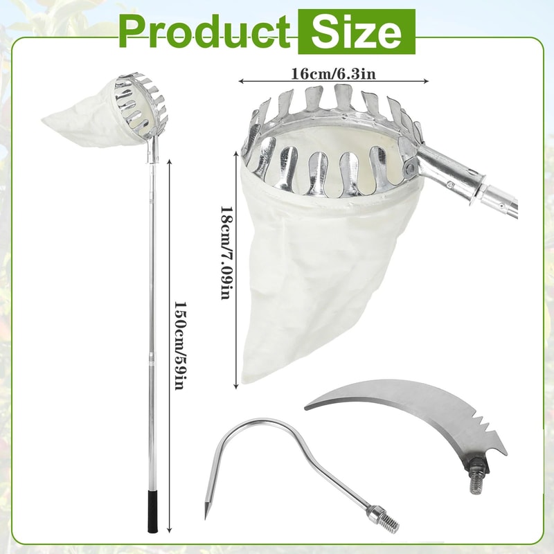 Extendable Fruit Picker Tool With Basket For Easy Tree Harvesting 7