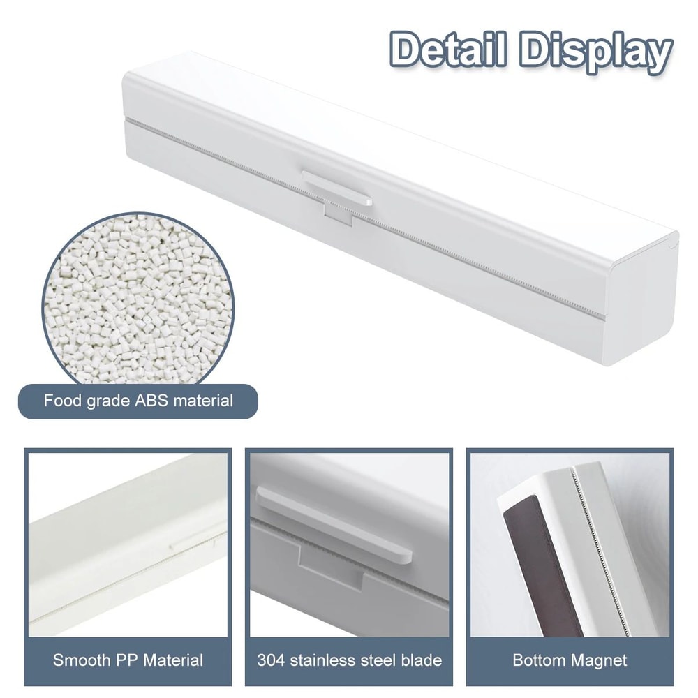 Cling Film Cutter Dispenser With Magnetic Wrap Organizer For Kitchen 1