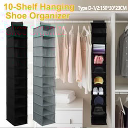 hanging closet organizer with multi layer storage for clothes and accessories
