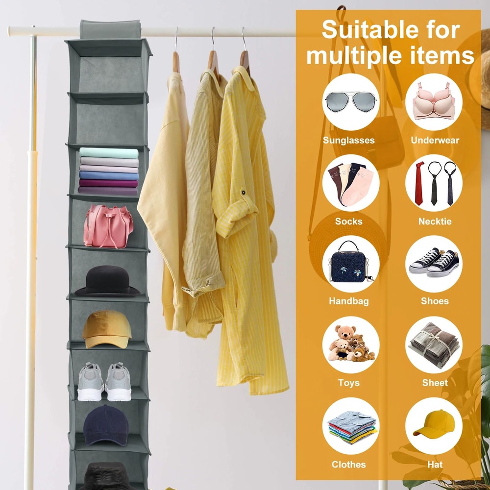 Hanging Closet Organizer With Multi Layer Storage For Clothes And Accessories 1
