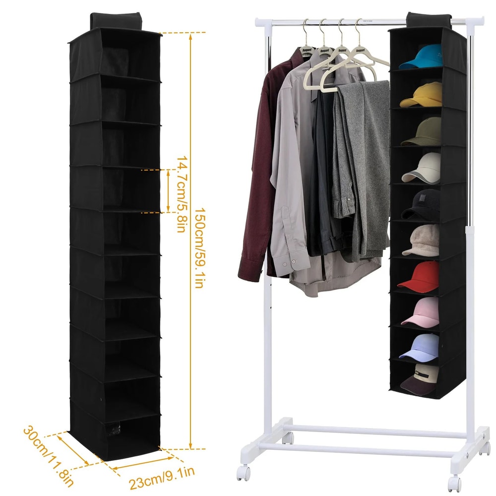 Hanging Closet Organizer With Multi Layer Storage For Clothes And Accessories 12