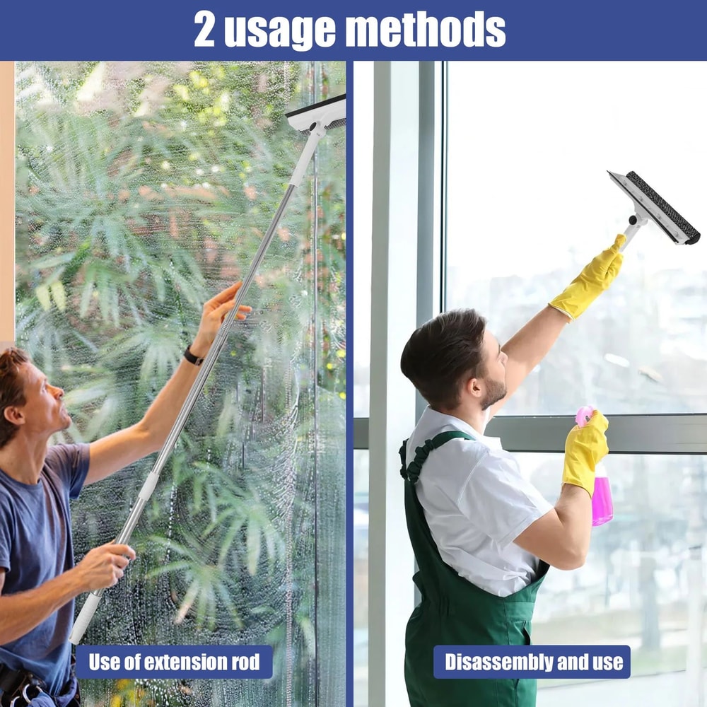 Extendable Window Cleaner Squeegee With Sponge For Streak Free Glass 3