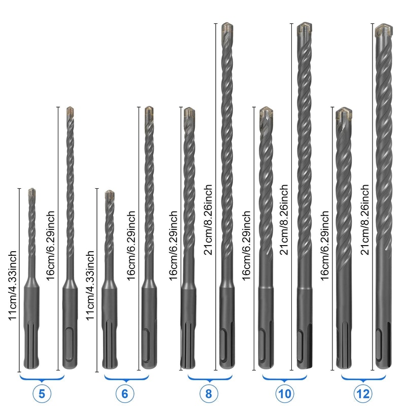 SDS Plus Hammer Drill Bit Set For Concrete Stone And Masonry 6