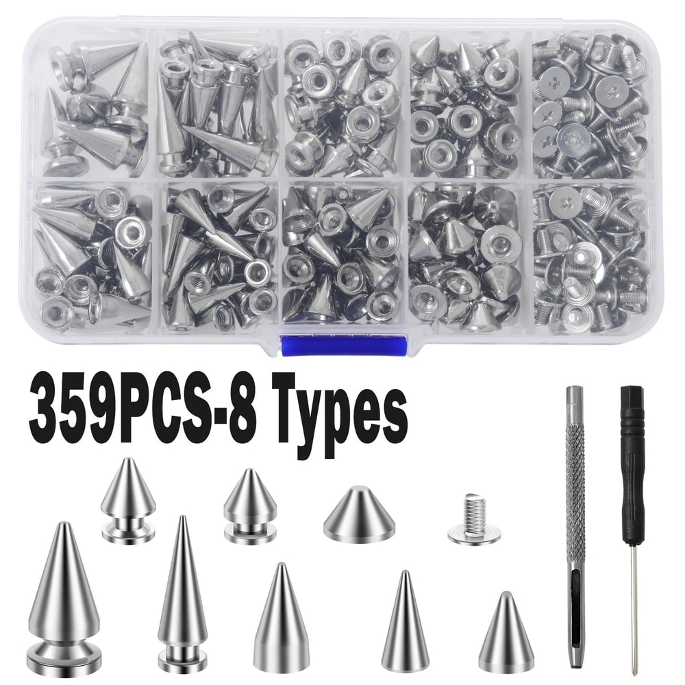 Punk Studs And Spikes Kit Screwback Rivets For Leather And DIY Fashion 0