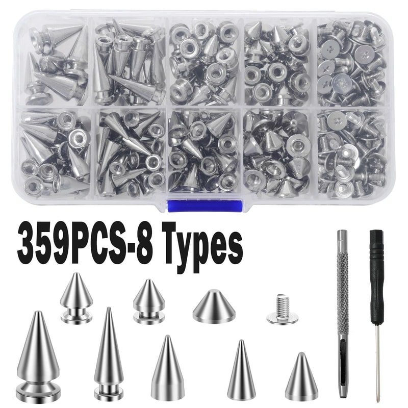 Punk Studs And Spikes Kit Screwback Rivets For Leather And DIY Fashion 0