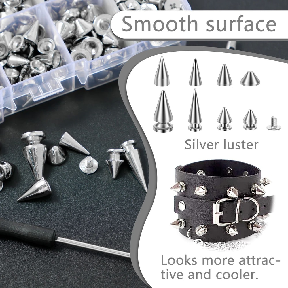 Punk Studs And Spikes Kit Screwback Rivets For Leather And DIY Fashion 1
