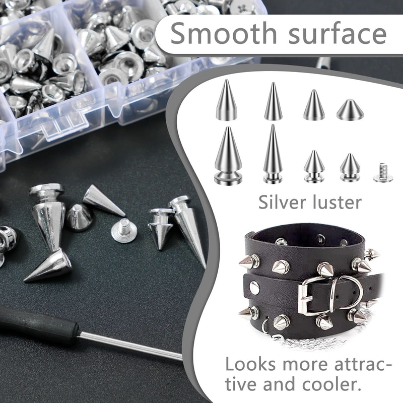 Punk Studs And Spikes Kit Screwback Rivets For Leather And DIY Fashion 1