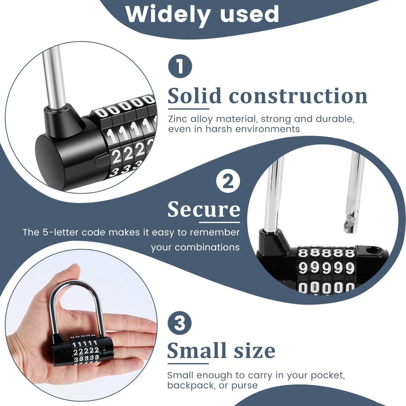 5 Digit Combination Padlock Heavy Duty Zinc Alloy Security Lock 3