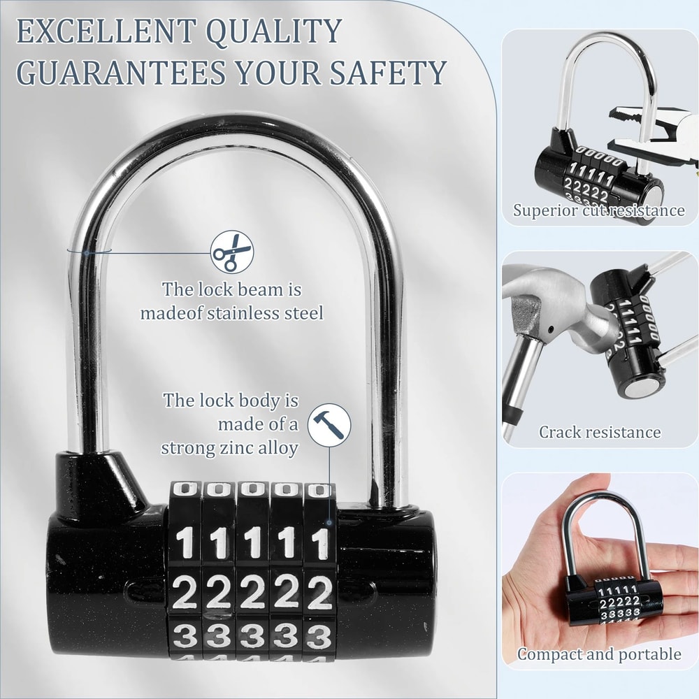 5 Digit Combination Padlock Heavy Duty Zinc Alloy Security Lock 4