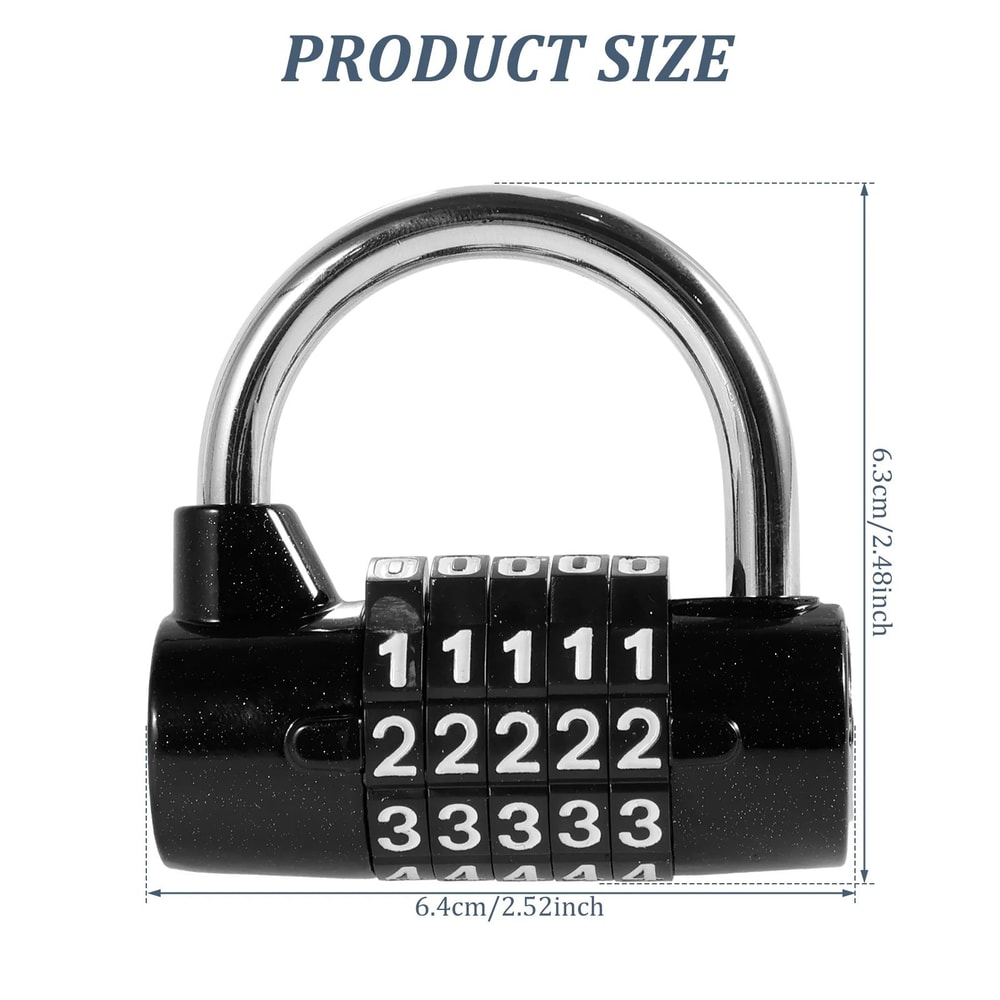 5 Digit Combination Padlock Heavy Duty Zinc Alloy Security Lock 7