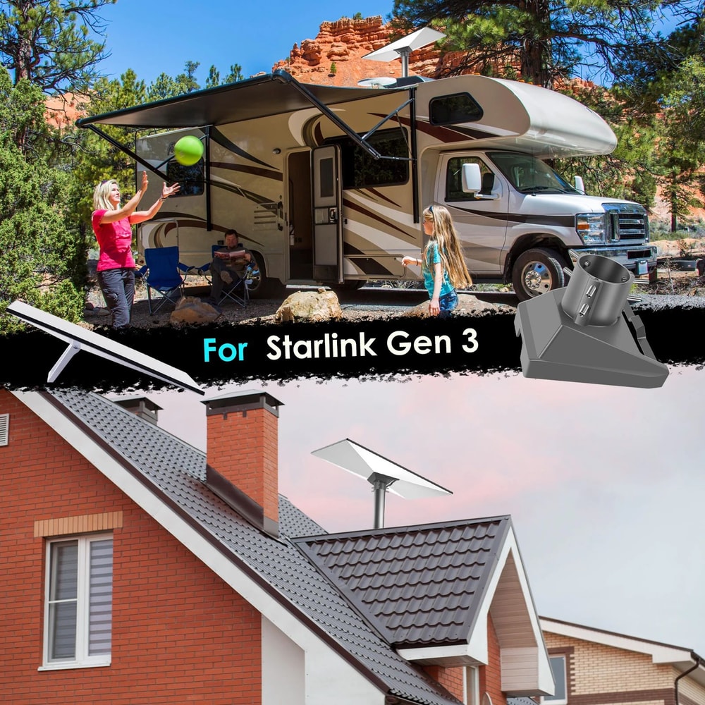 Starlink Pole Mount Adapter Kit Heavy Duty Aluminum Satellite Dish Mount 2
