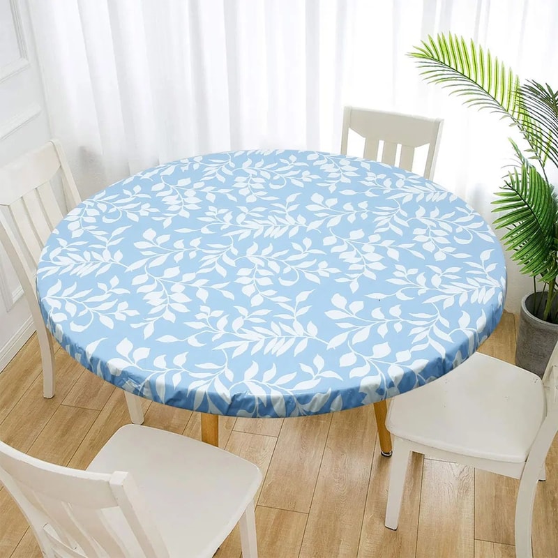 Waterproof Elastic Tablecloth Fitted Vinyl Cover For Indoor Outdoor Tables 6