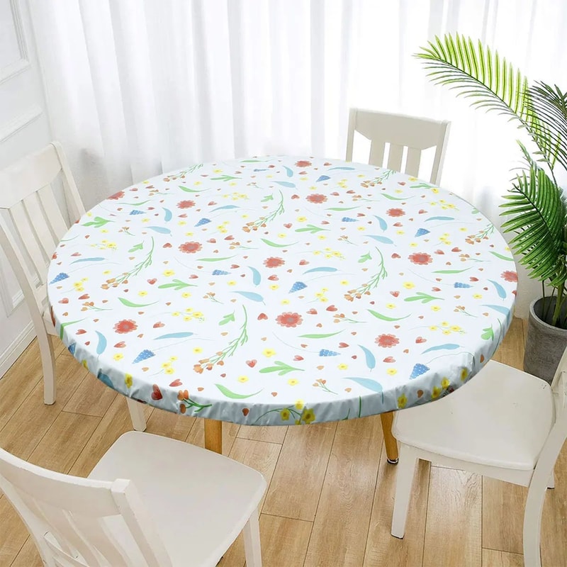 Waterproof Elastic Tablecloth Fitted Vinyl Cover For Indoor Outdoor Tables 7