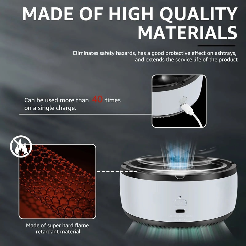 Smoke Purifying Ashtray With Air Filter Odor Control For Home And Office 3