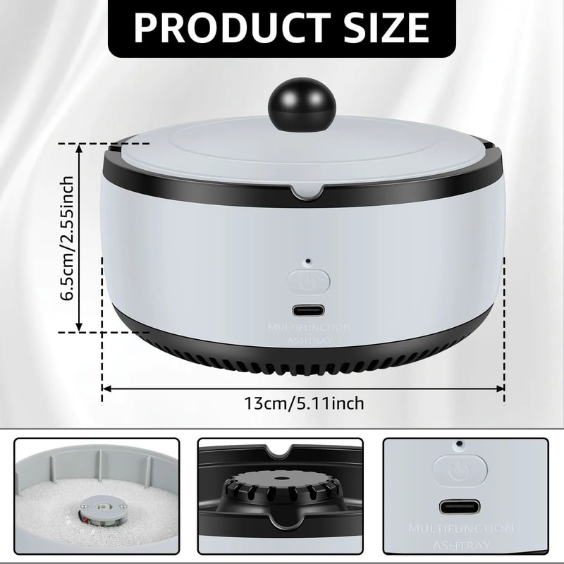 Smoke Purifying Ashtray With Air Filter Odor Control For Home And Office 5