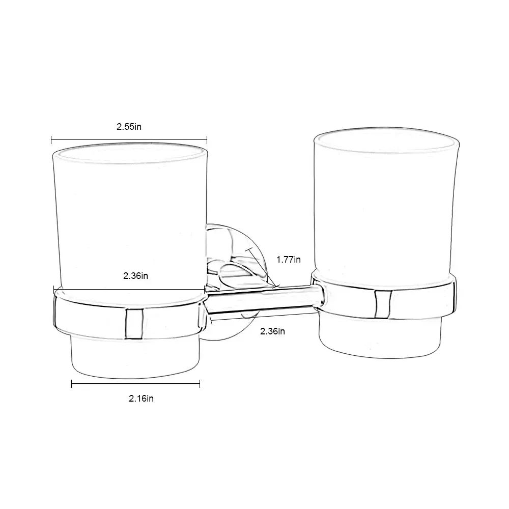Wall Mounted Toothbrush Holder With Cups Double Tumbler Bathroom Organizer 5