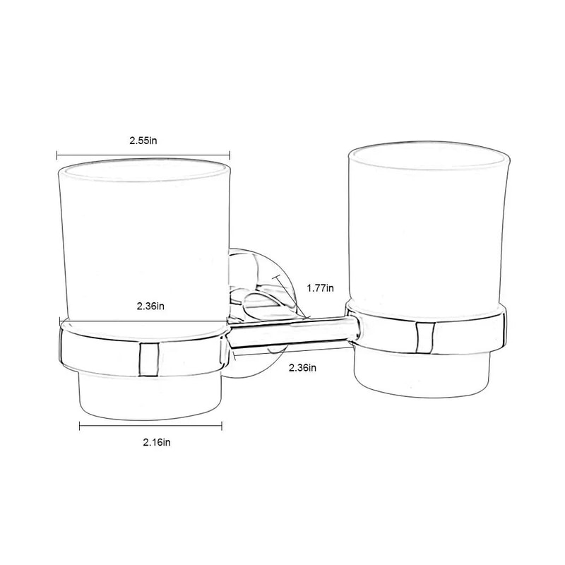 Wall Mounted Toothbrush Holder With Cups Double Tumbler Bathroom Organizer 5