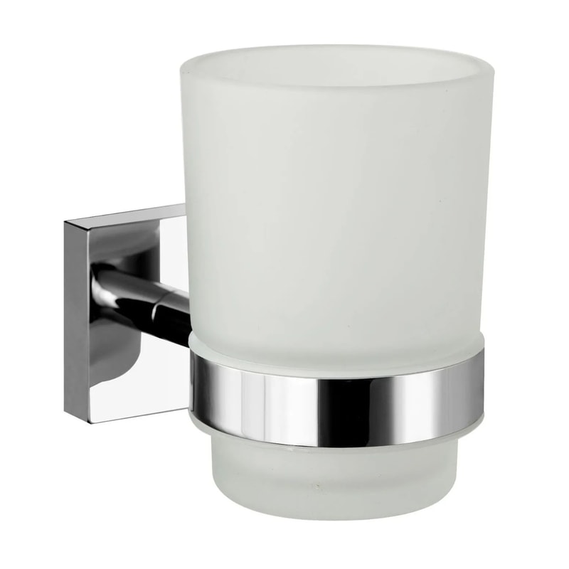 Wall Mounted Toothbrush Holder With Cups Double Tumbler Bathroom Organizer 8