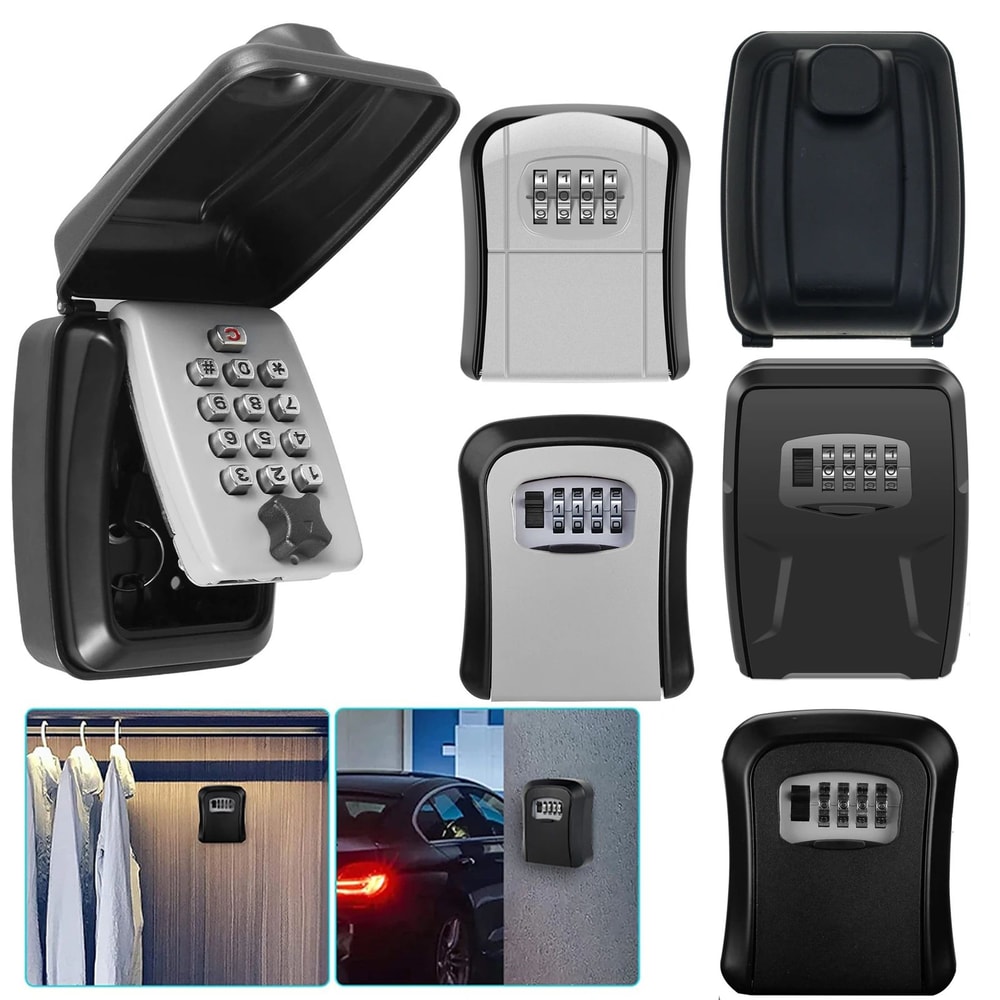 Wall Mounted Key Lock Box With Combination Code Secure Outdoor Key Storage 0