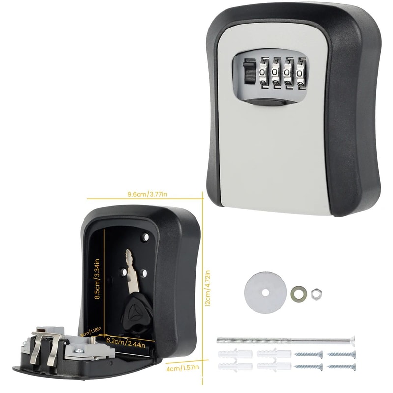 Wall Mounted Key Lock Box With Combination Code Secure Outdoor Key Storage 10