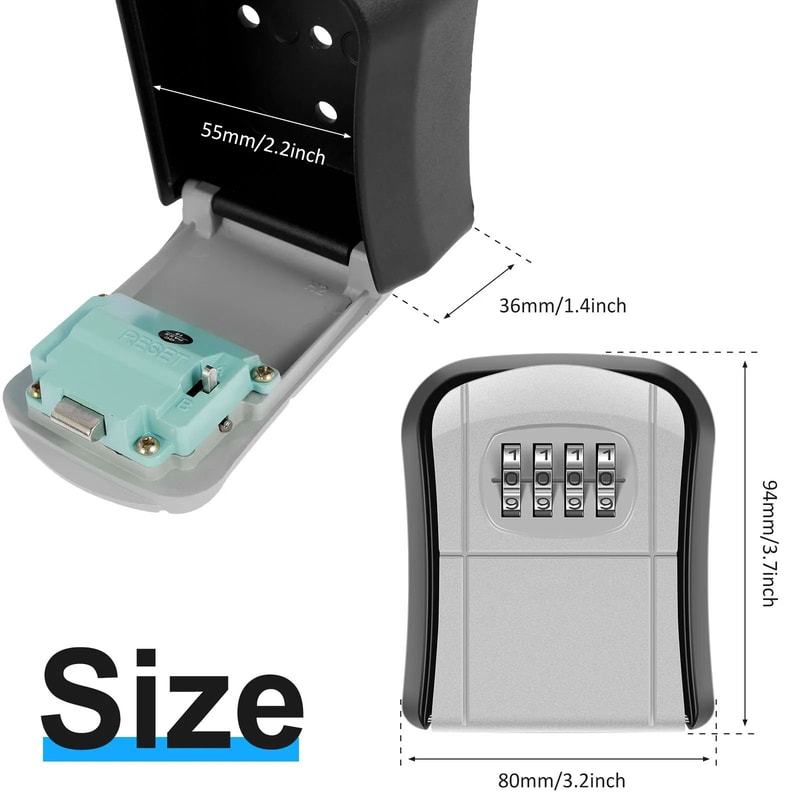 Wall Mounted Key Lock Box With Combination Code Secure Outdoor Key Storage 7