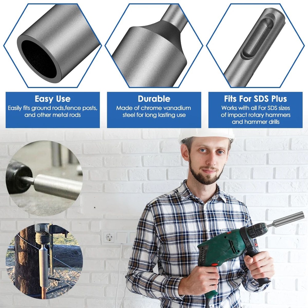 SDS Plus Ground Rod Driver Heavy Duty Drill Attachment For Fast Installation 3