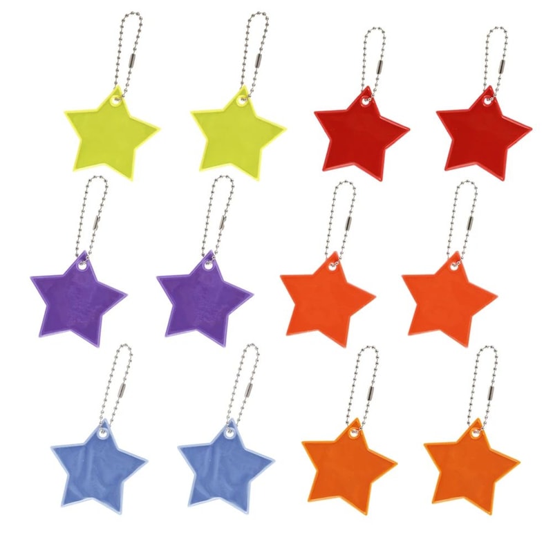 BrightSafe Reflective Star Keychain Set For Kids Bags And Strollers 6