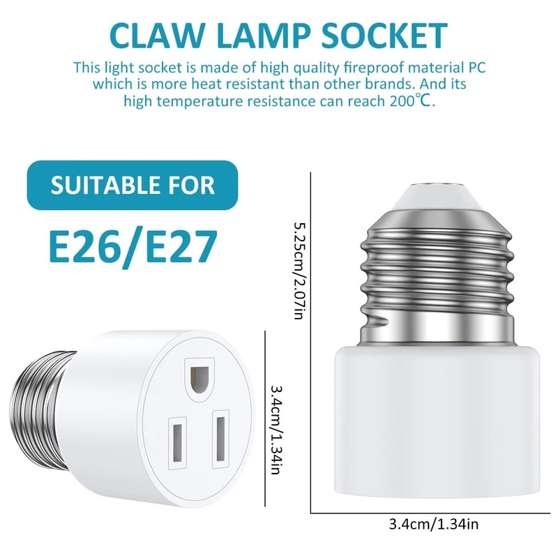 PowerConvert Light Socket Adapter Plug For E26 E27 Bulbs 1