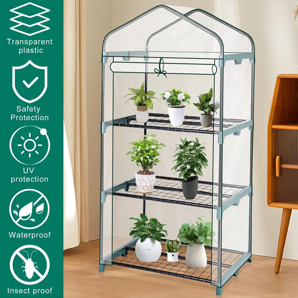GreenGrow Walk In Greenhouse Cover For 4 Tier Garden Shelving 3