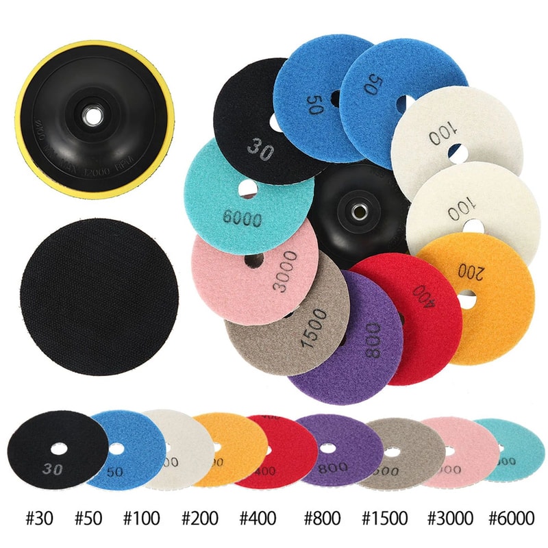 UltraShine Diamond Polishing Pads Kit For Stone Concrete And Glass 9
