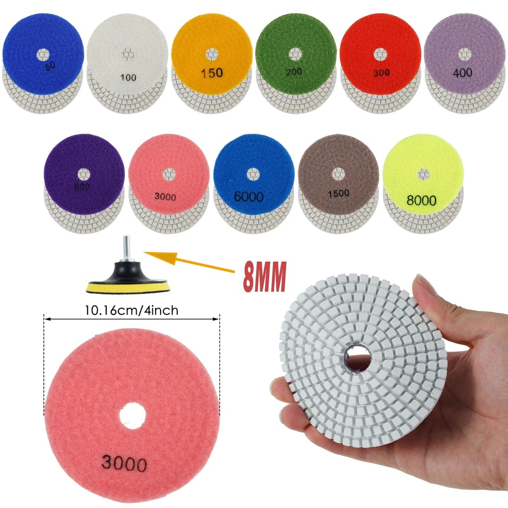 UltraShine Diamond Polishing Pads Kit For Stone Concrete And Glass 11