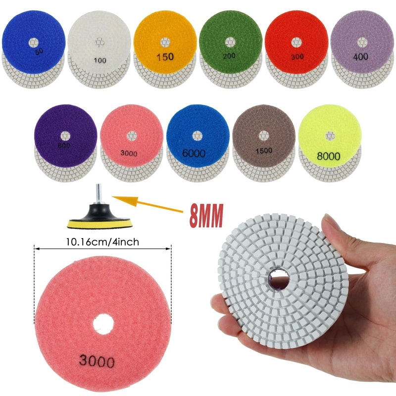 UltraShine Diamond Polishing Pads Kit For Stone Concrete And Glass 11